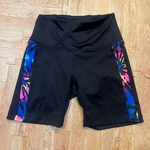 PINK Victoria’s Secret Size Small Black Bike Shorts with Colorful Side Panels